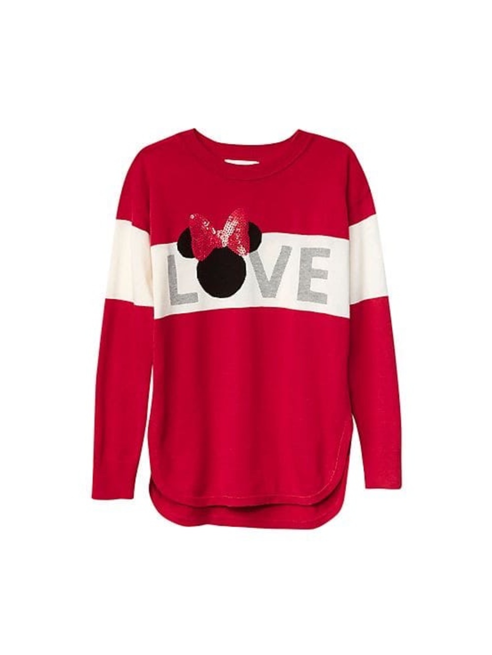 Gap Kids Disney Minnie Mouse LOVE Sweater Red White Girls XL 12-13 Disneyland